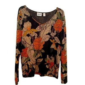 CHICO'S Fall Colored V Neck Pullover Top, Size 3